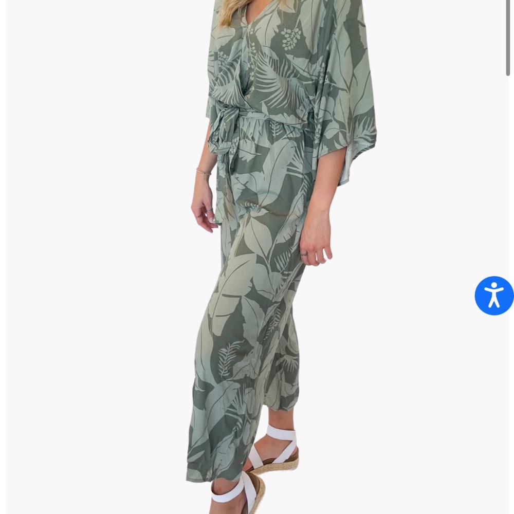 Tropical Kimono Sleeve Jumpsuit - small - Picture 2 of 6